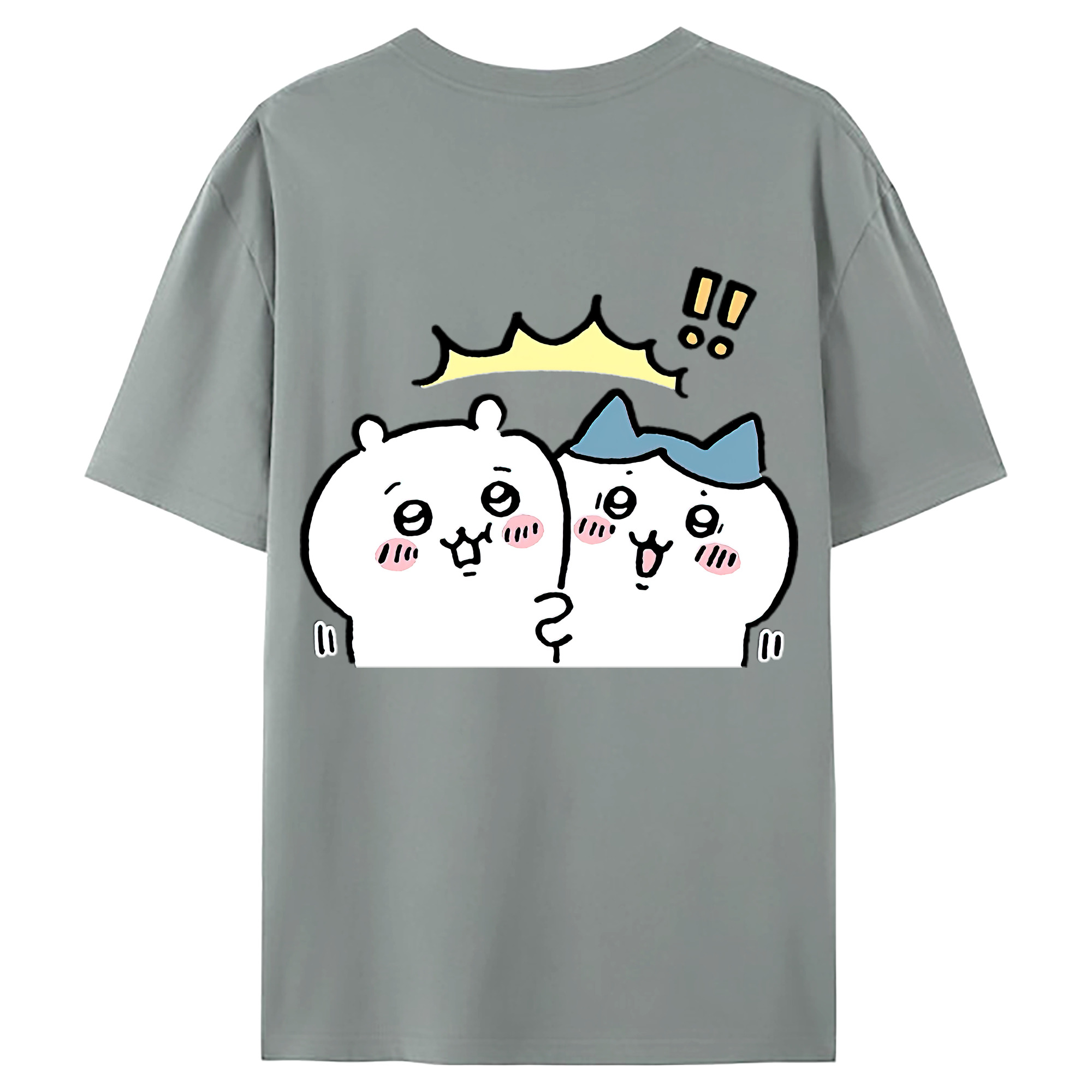 （画像用） ちいかわ ハチワレ Chii-kawa hachiware 綿100％ メンズ半袖Tシャツ（バックプリント） 通気性